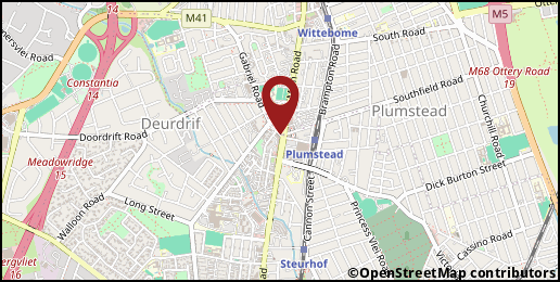 a map with a pin at -34.02201,18.46702